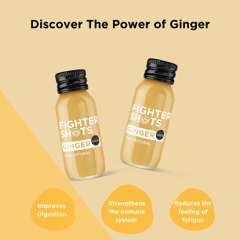 Fighter Shots Cold Pressed Ginger Shots 60ml, Pack of 12's
