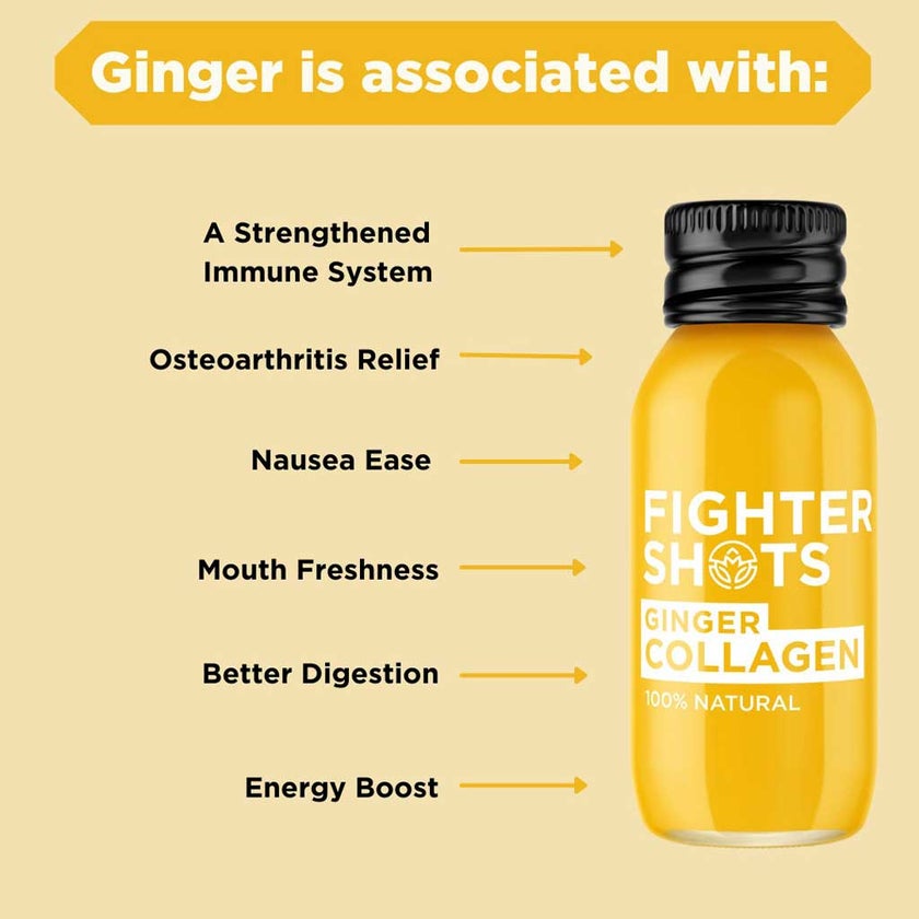 Fighter Shots Ginger & Collagen Shots 60ml, Pack of 12's