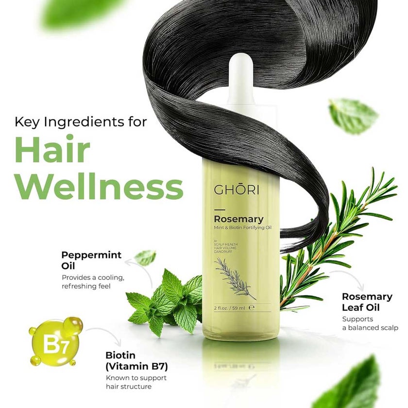 Ghori Rosemery, Mint & Biotin Fortifying Hair Oil 59ml