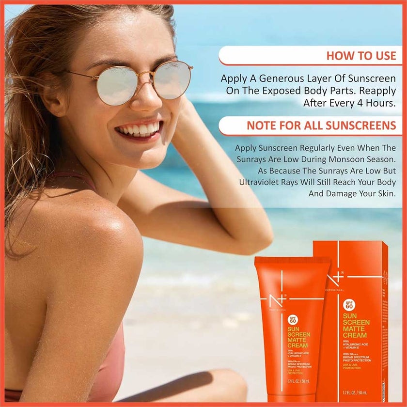 Ghori N+ Professional SPF60 PA+++ Sun Screen Matte Cream 50ml