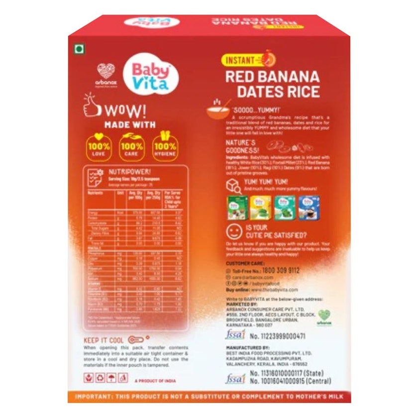 Babyvita Instant Red Banana Dates Rice Mix Powder 300g
