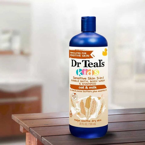 Dr Teal's Kids 3-in-1 Oat & Milk Bubble Bath, Body Wash & Shampoo - 591ml