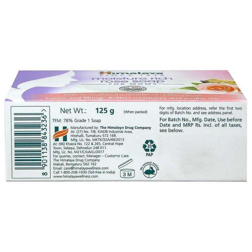 Himalaya Moisture Rich Rose Soap 125g, Pack of 6