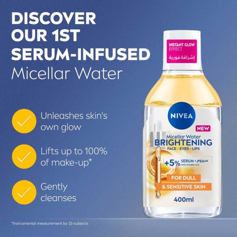 Nivea Brightening Micellar Water 400ml + Cotton Pads