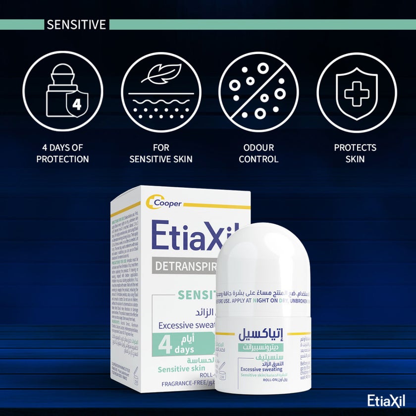 Etiaxil Detranspirant 4-Days Sensitive Underarm Excessive Sweating Roll-On 15ml
