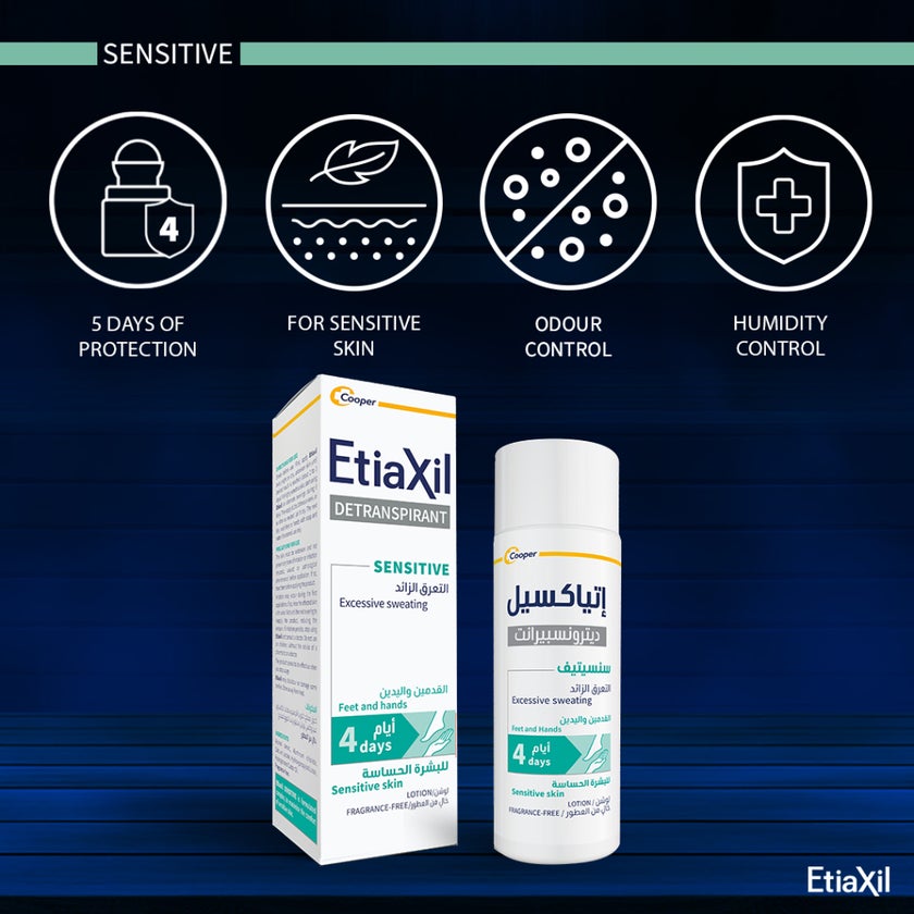 Etiaxil Detranspirant 4-Days Sensitive Hands & Feet Excessive Sweating Lotion 100ml