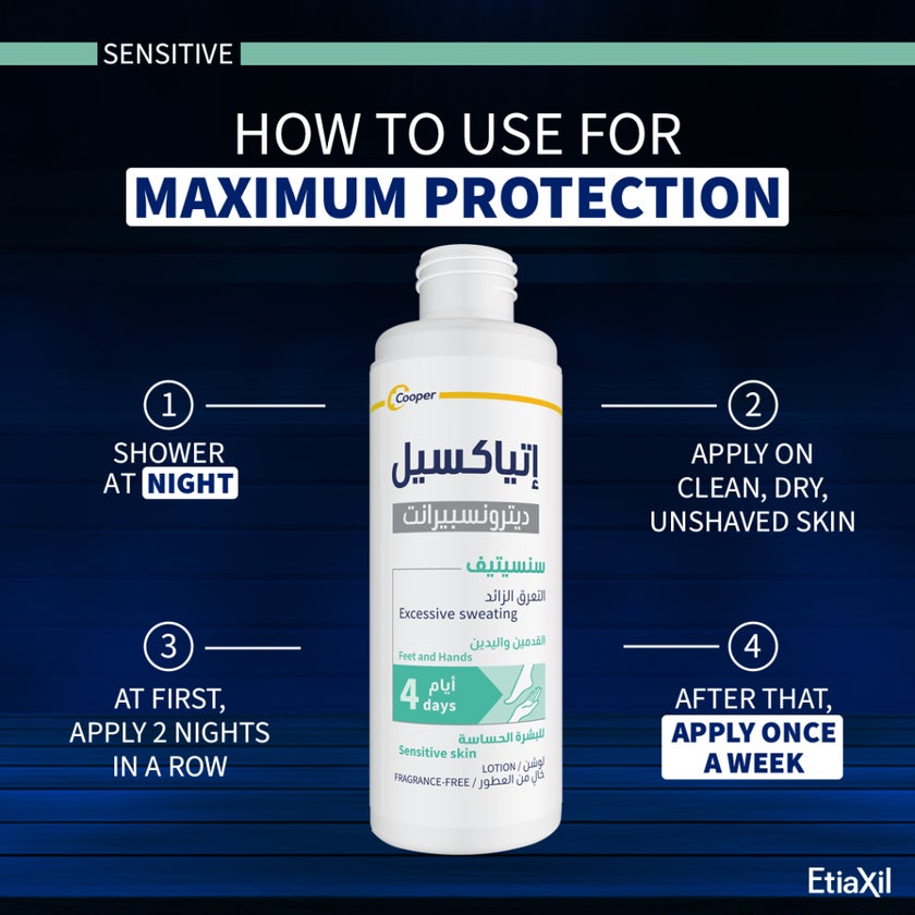 Etiaxil Detranspirant 4-Days Sensitive Hands & Feet Excessive Sweating Lotion 100ml