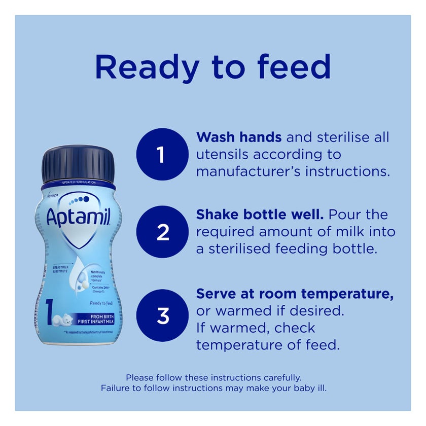 Aptamil Stage 1 First Infant Milk Formula For 0 To 6 Months 200ml, Pack of 12's