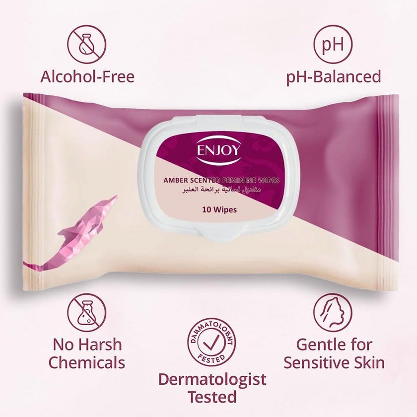 Enjoy Amber Scented Feminine Wipes, Pack of 10's