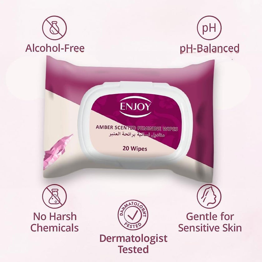Enjoy Amber Scented Feminine Wipes, Pack of 20's