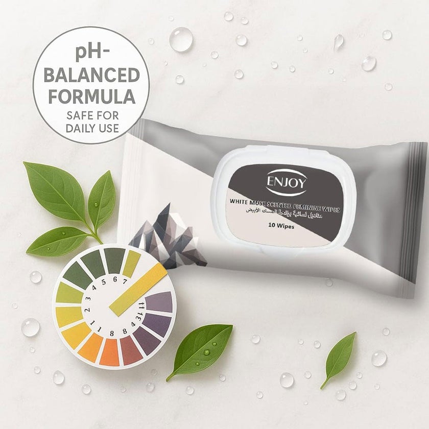 Enjoy White Musk Scented Feminine Wipes, Pack of 10's