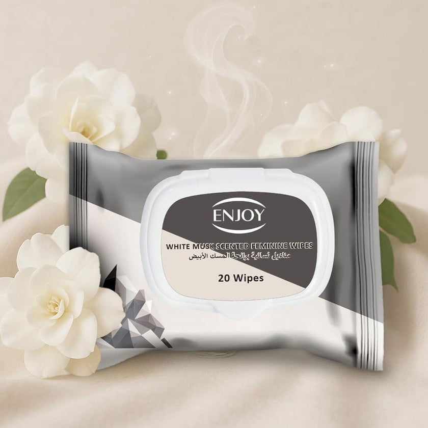 Enjoy White Musk Scented Feminine Wipes, Pack of 20's