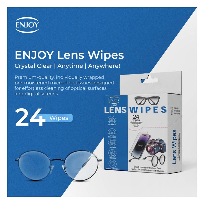 Enjoy Lens Cleaning Wipes, Pack of 24's