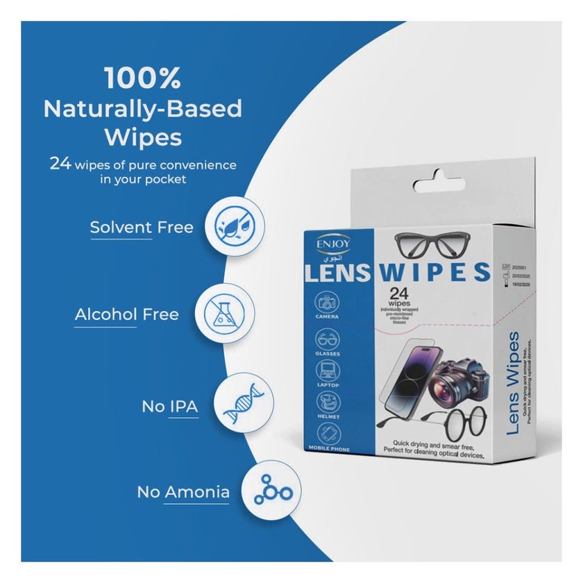 Enjoy Lens Cleaning Wipes, Pack of 24's