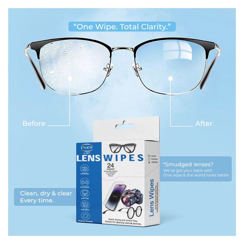 Enjoy Lens Cleaning Wipes, Pack of 24's