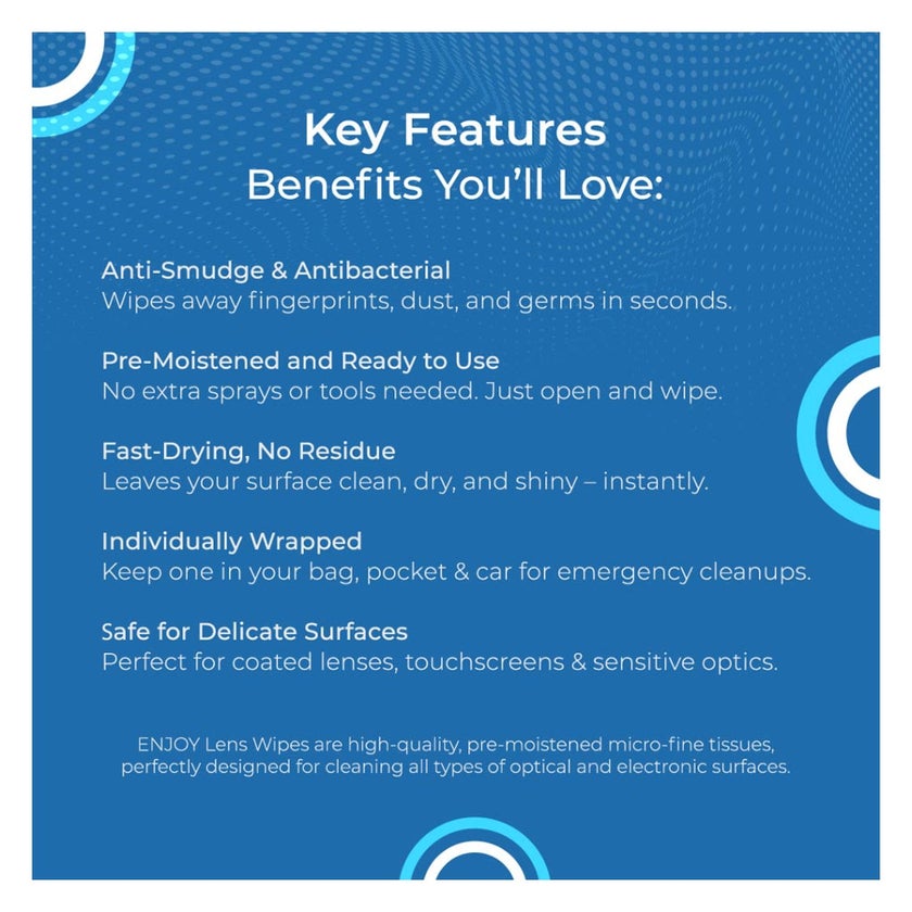 Enjoy Lens Cleaning Wipes, Pack of 24's