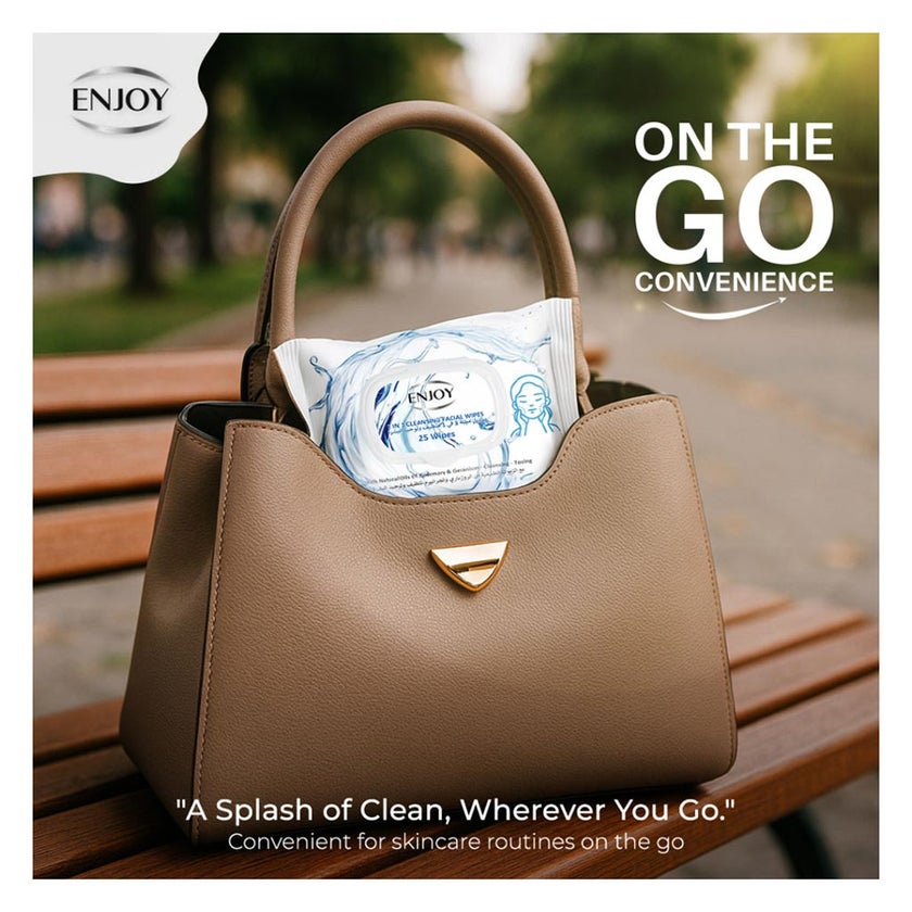 Enjoy 3-in-1 Cleansing Facial Wipes, Pack of 25's