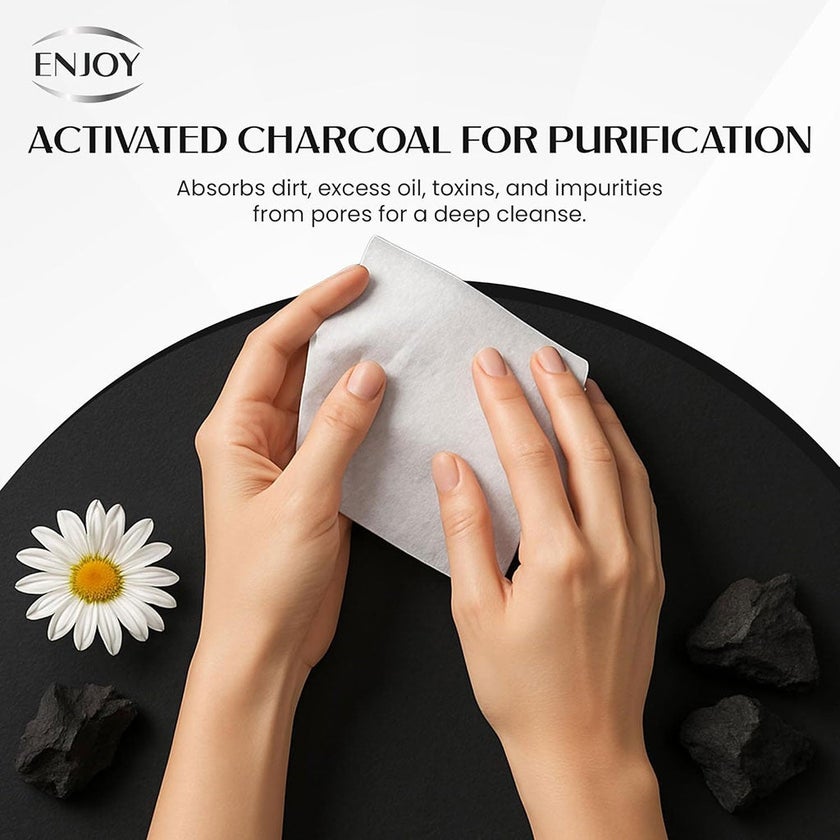 Enjoy Charcoal Facial Wipes, Pack of 25's