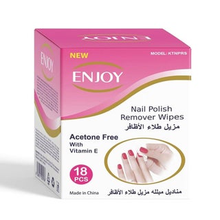 Enjoy Nail Polish Remover Wipes, Pack of 18's