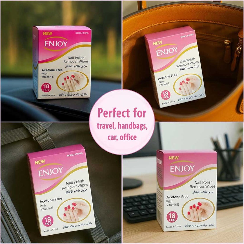 Enjoy Nail Polish Remover Wipes, Pack of 18's