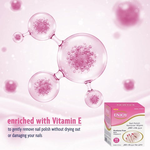 Enjoy Nail Polish Remover Wipes, Pack of 18's