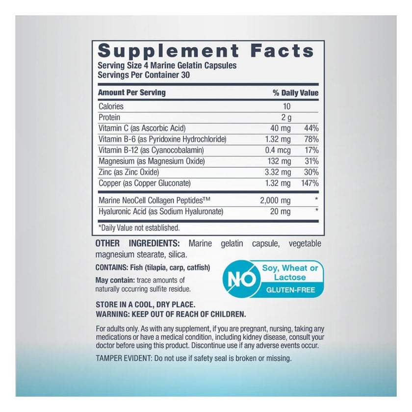 NeoCell Marine Collagen + Hyaluronic Acid Capsules, Pack of 120's