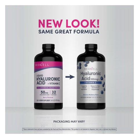 NeoCell Hyaluronic Acid + Vitamin C Liquid, Blueberry - 2 x 473ml