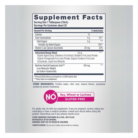 NeoCell Hyaluronic Acid + Vitamin C Liquid, Blueberry - 2 x 473ml