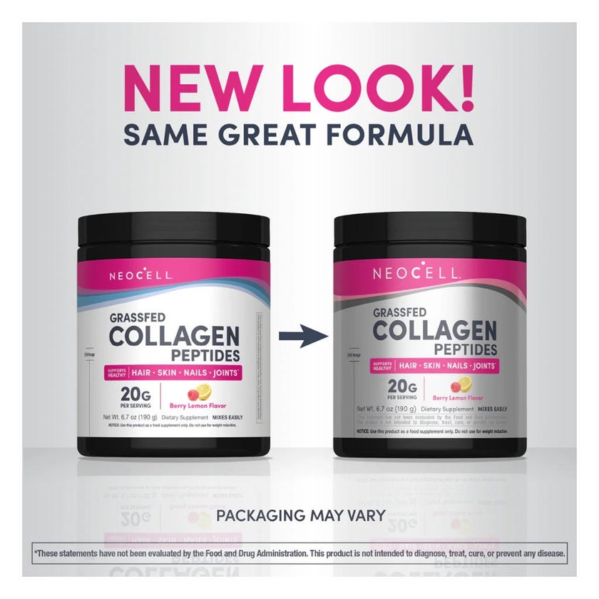 NeoCell Grassfed Collagen Peptide Powder 190g, Berry Lemon Flavor