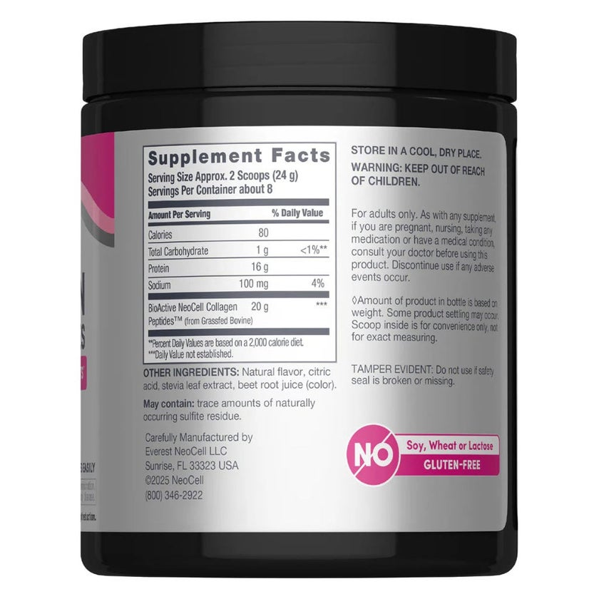 NeoCell Grassfed Collagen Peptide Powder 190g, Berry Lemon Flavor