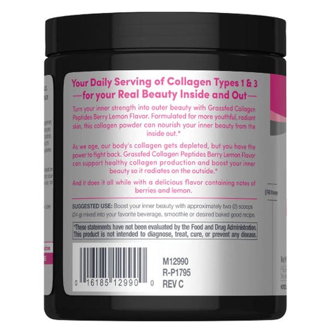 NeoCell Grassfed Collagen Peptide Powder 190g, Berry Lemon Flavor