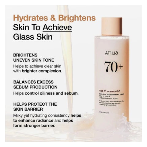 Anua Rice 70 + Ceramide Glow Milky Face Toner 250ml