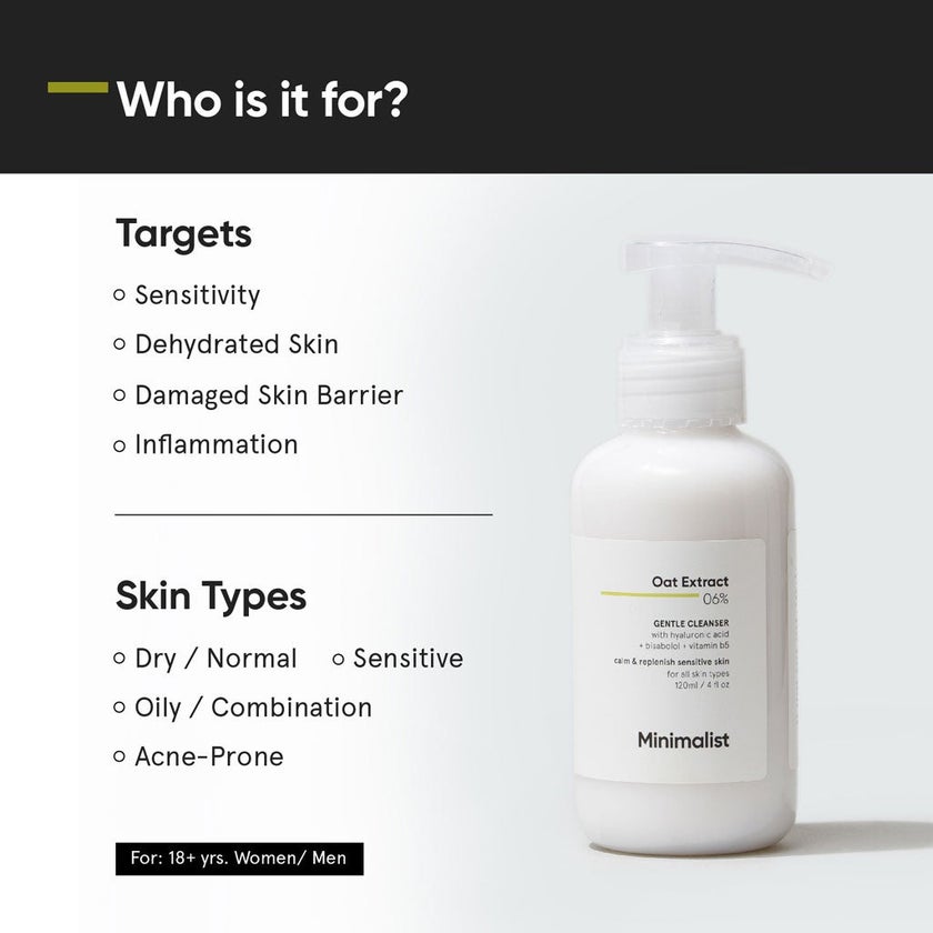 Minimalist 6% Oat Extract Gentle Face Cleanser 120ml