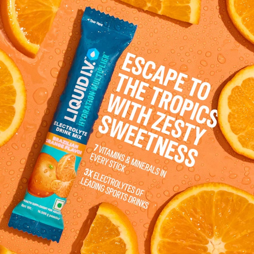 Liquid I.V. Hydration Multiplier Electrolyte Drink Mix - Brazilian Orange Flavor, Pack of 24's