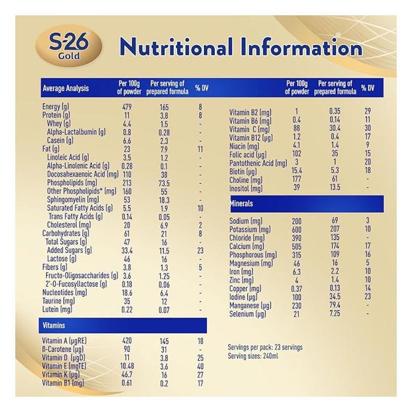 S-26 Gold Stage 4 Growing Up Children's Formula For 3 To 6 Years 800g