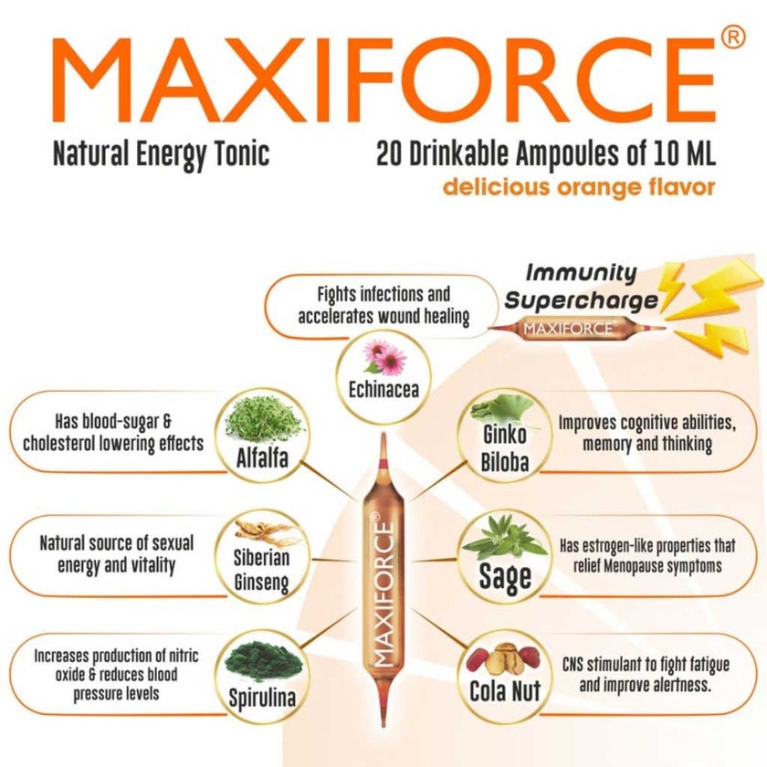 Homeocan Maxiforce Natural Tonic Ampules 10ml, Pack of 20's