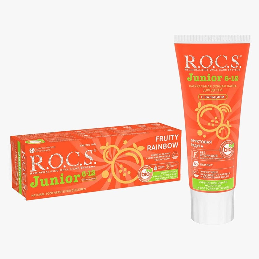 ROCS 6-12 Years Juniors Fruity Rainbow Toothpaste 74g