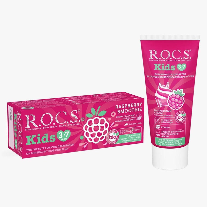 ROCS 3-7 Years Kids Raspberry Smoothie Toothpaste 35ml