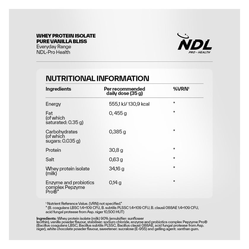 NDL Pro Health Whey Protein Isolate 2.2lb - Vanilla Flavor - by Rafa Nadal
