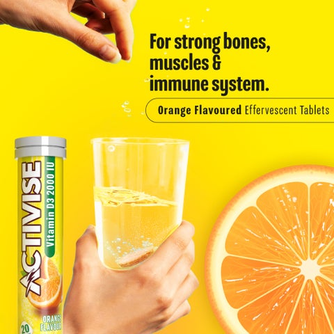 Activise Vitamin D3 2000IU Effervescent Tablets, Orange - 20 Tablets