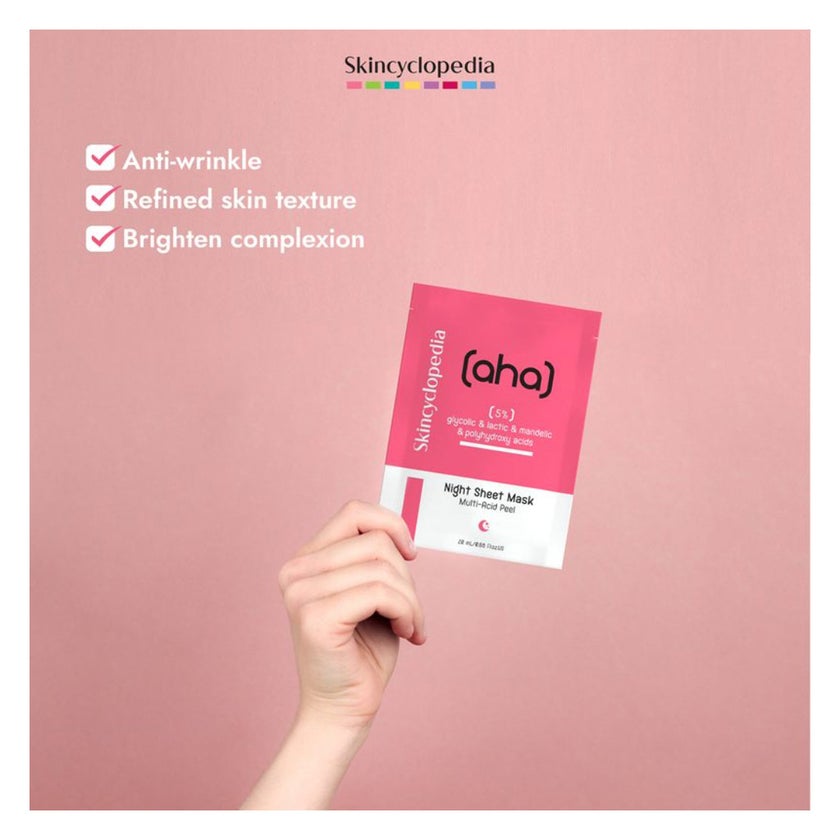 Skincyclopedia 5% AHA + PHA Multi Acid Night Face Sheet Mask 20ml