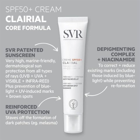 SVR Clairial SPF 50+ Cream, Anti-Brown Spot - 40ml