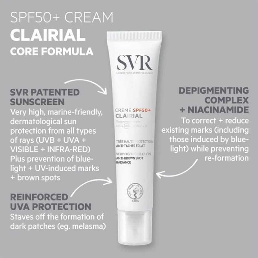 SVR Clairial SPF 50+ Cream, Anti-Brown Spot - 40ml