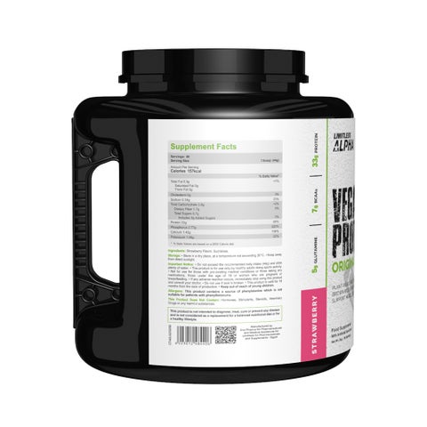 Limitless Naturals Alpha Vegan Protein Powder, Strawberry - 2kg