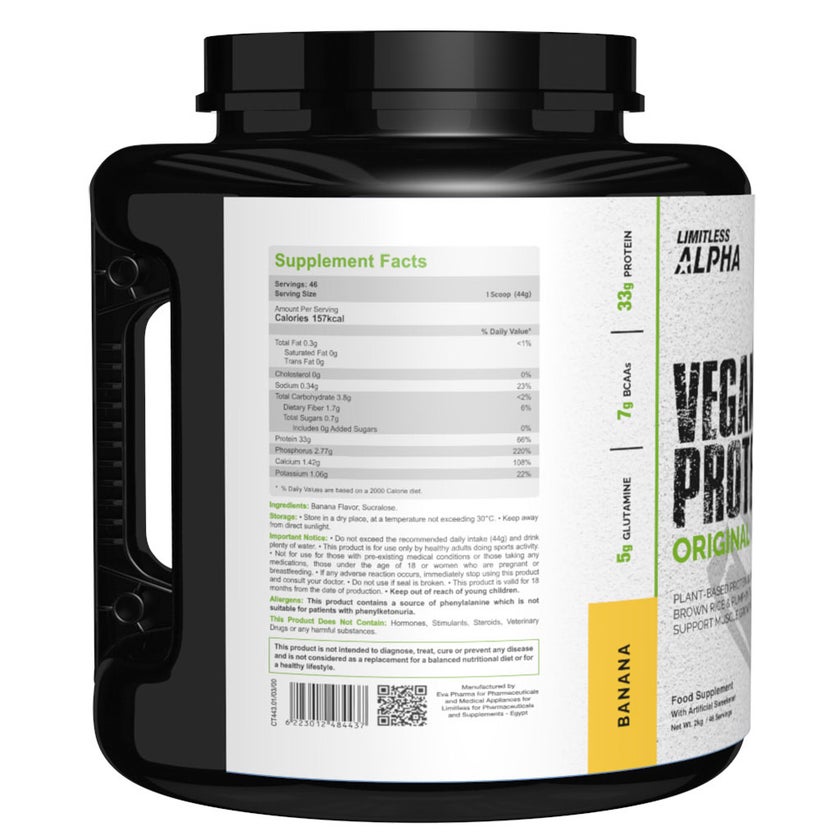 Eva Pharma Limitless Alpha Banana Vegan Protein 2kg, 46 Servings