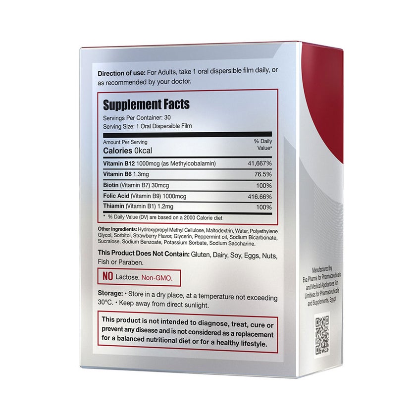 Eva Pharma Limitless B Complex Oral Dispersible Films, Pack of 30's