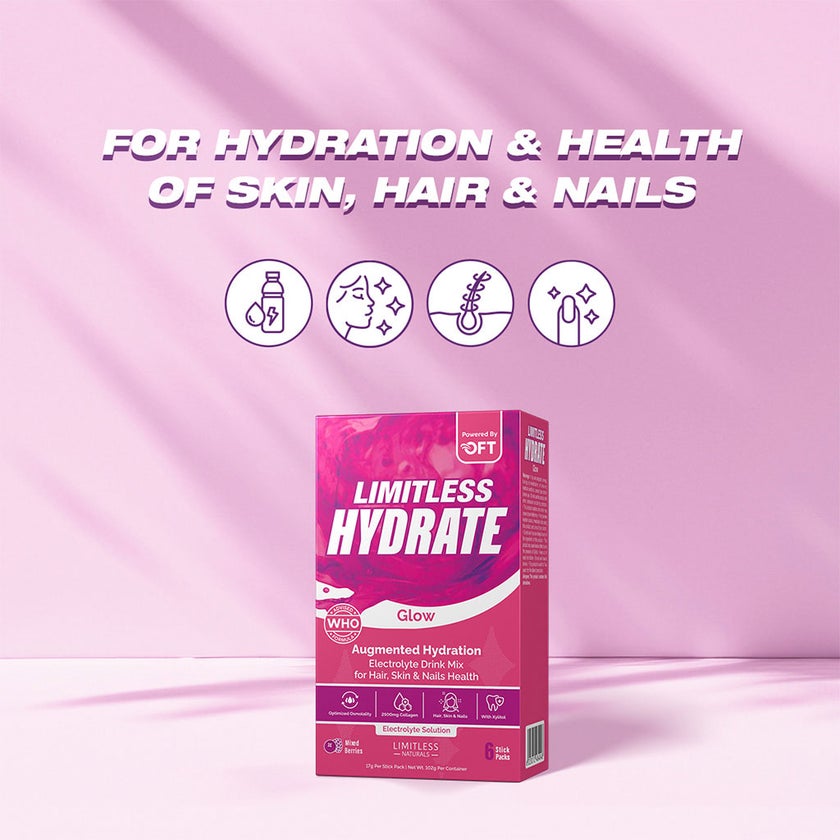 Eva Pharma Limitless Mixed Berries Hydrate Glow Electrolyte Sticks, Pack of 6's