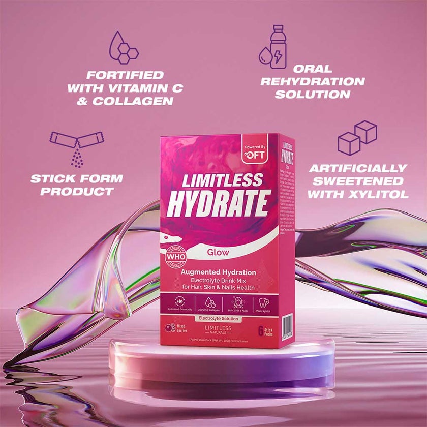 Eva Pharma Limitless Mixed Berries Hydrate Glow Electrolyte Sticks, Pack of 6's