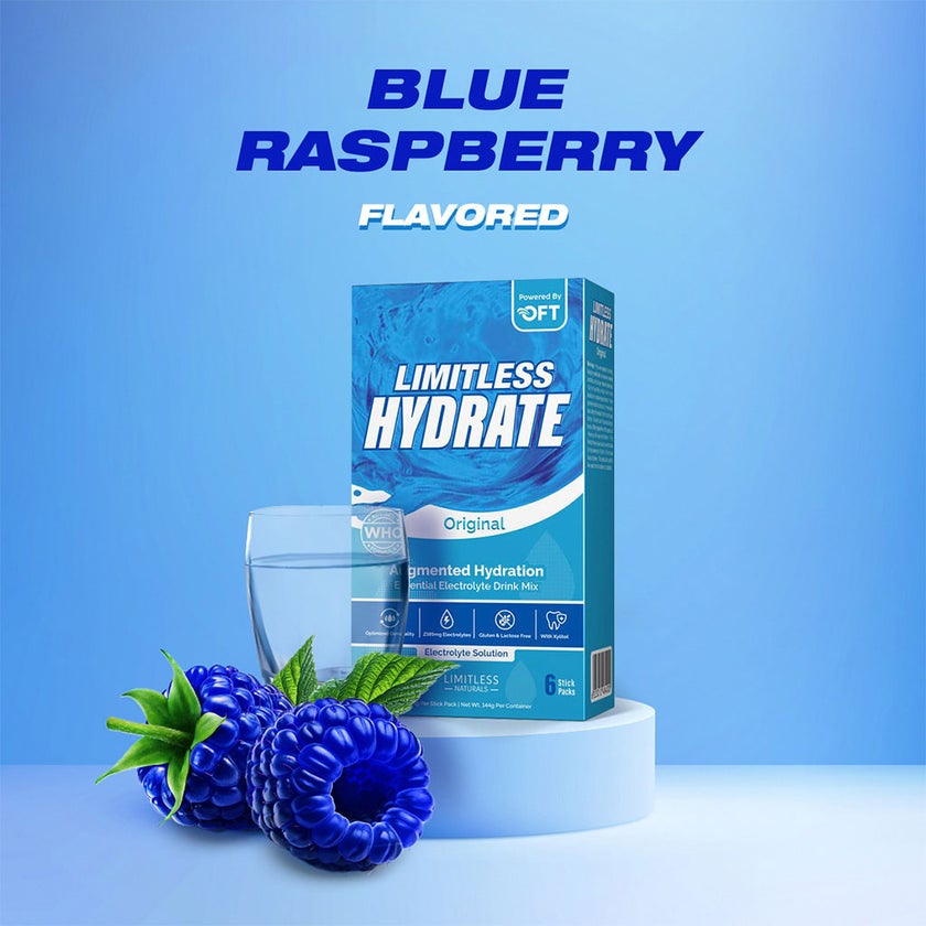 Eva Pharma Limitless Blue Raspberry Hydrate Electrolyte Sticks, Pack of 6's