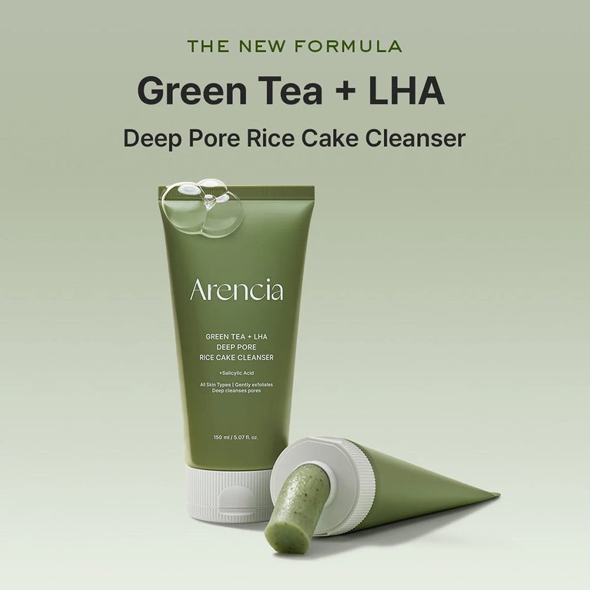 Arencia Green Tea + LHA Deep Pore Rice Cake Cleanser 150g